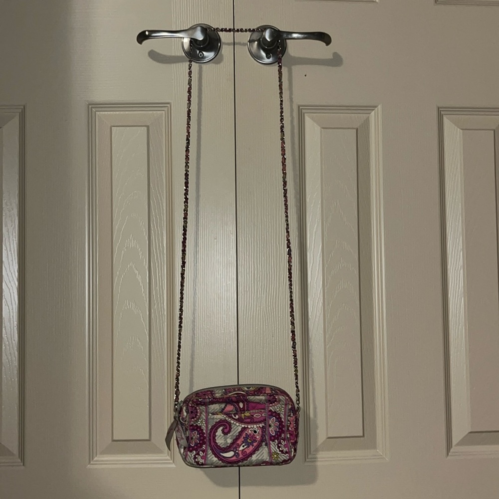 Vera Bradley Pink Paisley Print Mini Chain Crossbody Bag Purse - Picture 2 of 6